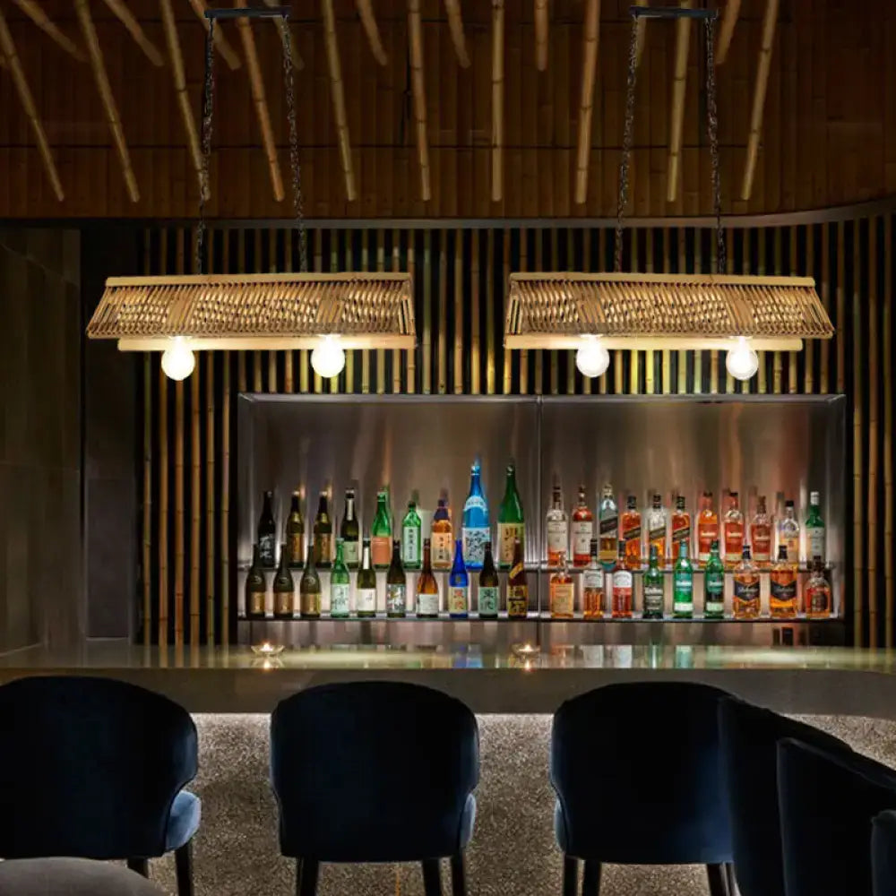 Rustic bamboo roof pendant light with e26 e27 base for restaurant