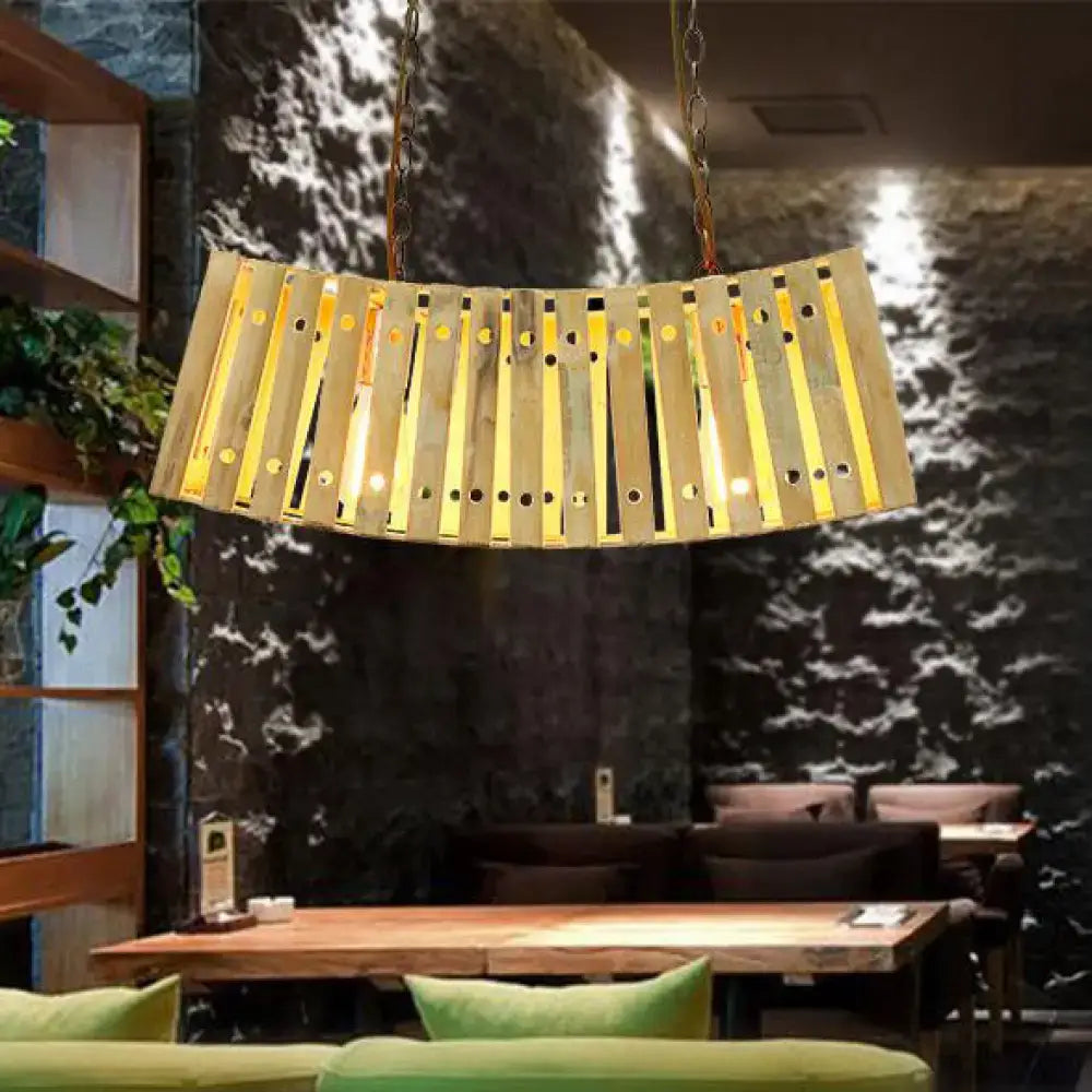 Rustic beige bamboo linear island chandelier for dining room