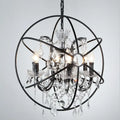 DecorBites™ Rustic 4-Light Wrought Iron Chandelier Pendant with Crystal Deco for Restaurants