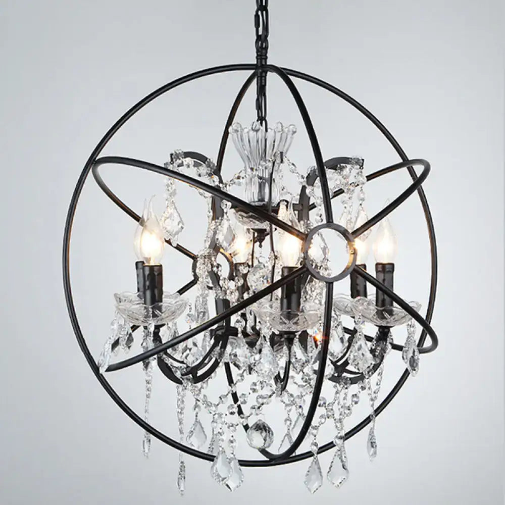 DecorBites™ Rustic 4-Light Wrought Iron Chandelier Pendant with Crystal Deco for Restaurants