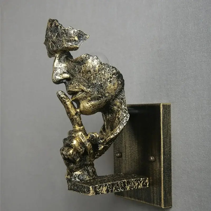 Rustic bronze loft face wall lamp abstract living room sculpture