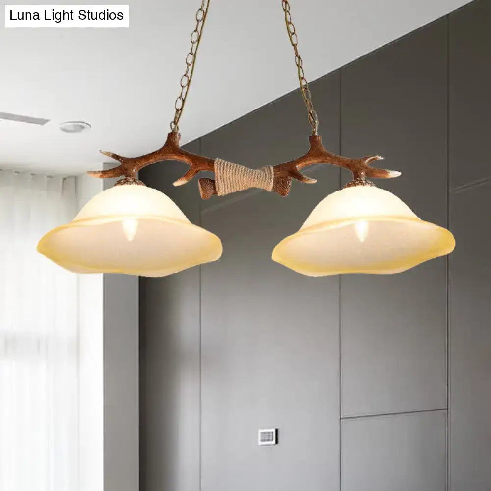 DecorBites™ 2-Light Traditional Bell Glass Island Pendant in Brown – Perfect for Bedrooms
