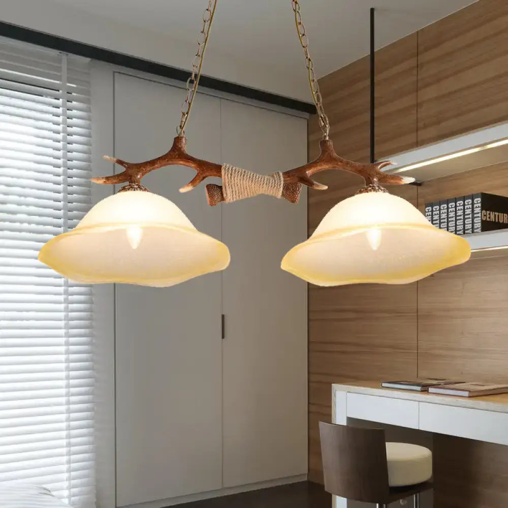 DecorBites™ 2-Light Traditional Bell Glass Island Pendant in Brown – Perfect for Bedrooms