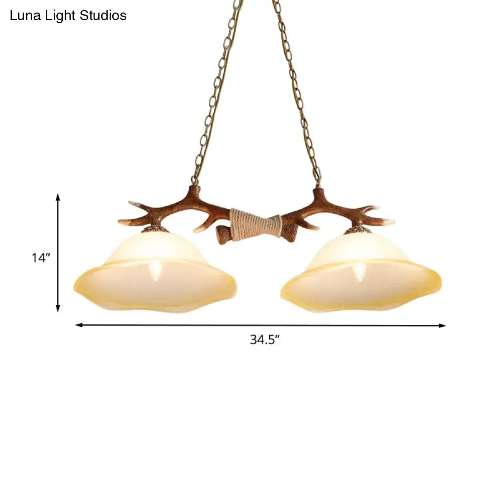 DecorBites™ 2-Light Traditional Bell Glass Island Pendant in Brown – Perfect for Bedrooms