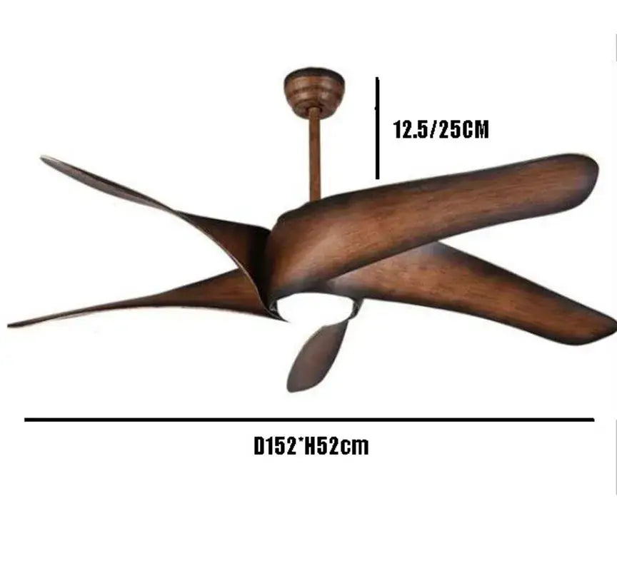 Rustic brown blades ceiling fan with remote control living room light