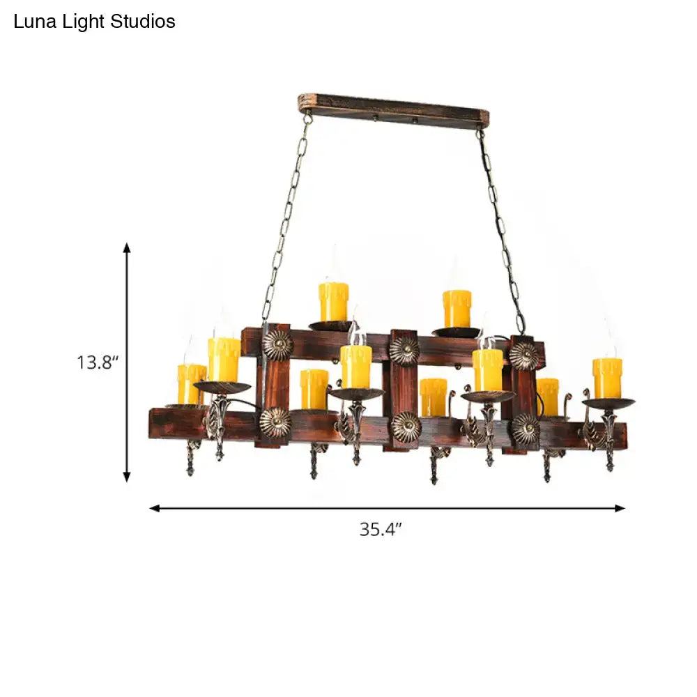 Rustic brown candle island lighting fixture dining room chandelier
