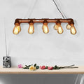 Rustic copper metal linear island light dining room edison pendant