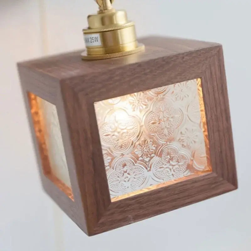 Rustic walnut and brass led wall lamp dining room sconce
