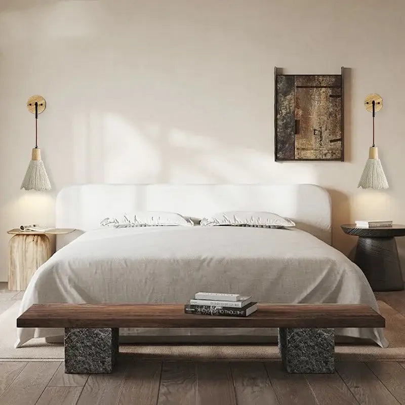 DecorBites™ LED Wall Light Fixture Cement Wood Base Bedside Lamp