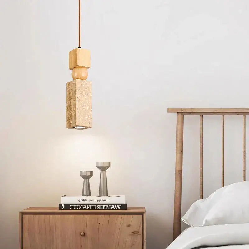 DecorBites™ Columnar Stone LED Pendant Lamp - Yellow Travertine - Nordic Minimalism