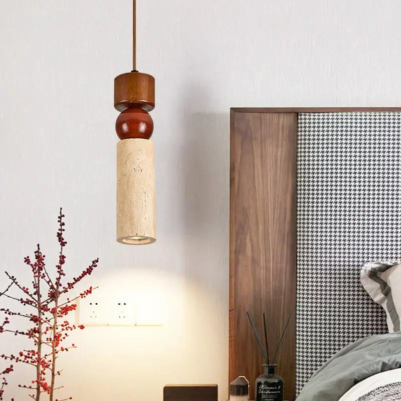 DecorBites™ Columnar Stone LED Pendant Lamp - Yellow Travertine - Nordic Minimalism