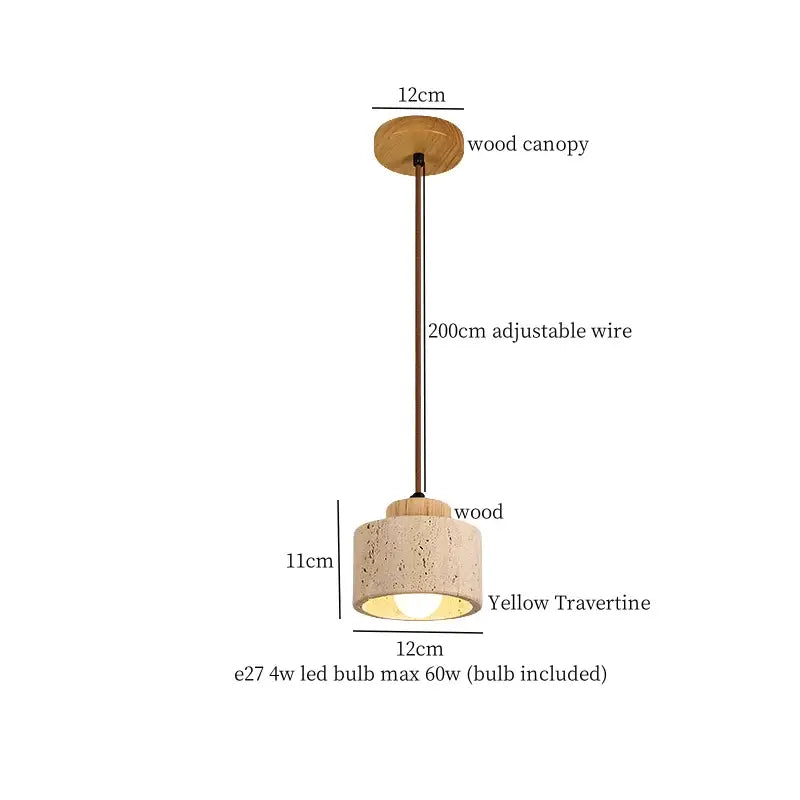 DecorBites™ Columnar Stone LED Pendant Lamp - Yellow Travertine - Nordic Minimalism