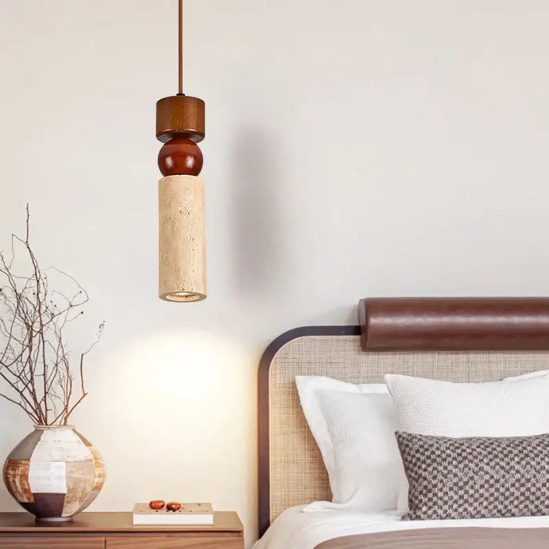 DecorBites™ Columnar Stone LED Pendant Lamp - Yellow Travertine - Nordic Minimalism