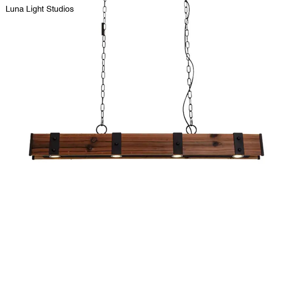 DecorBites™ Wood Beam Down Light Kitchen Island Lighting - Lodge Style with 4 Lights and Chain - Black Finish
