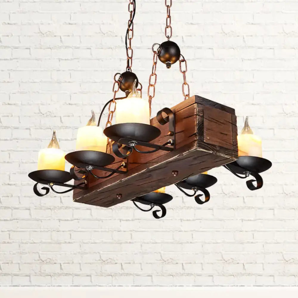 Rustic wood design candle pendant light dining room 220v-240v