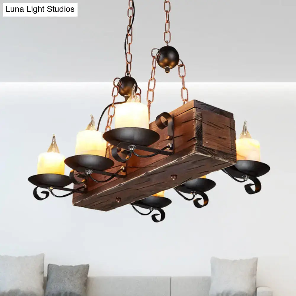 Rustic wood design candle pendant light dining room 220v-240v