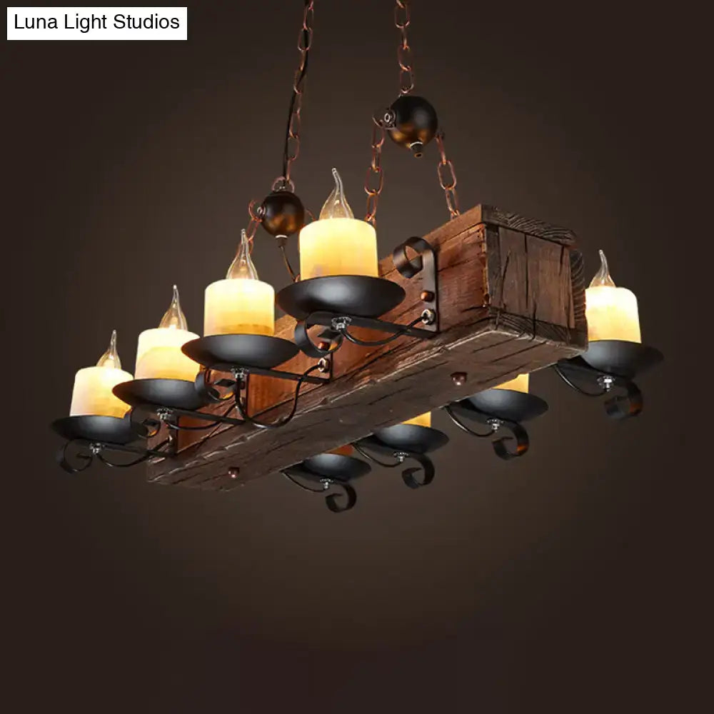 Rustic wood design candle pendant light dining room 220v-240v