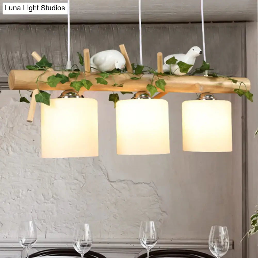 DecorBites™ Modern Wood Linear Island Lighting for Restaurants - Natural Wood Island Light