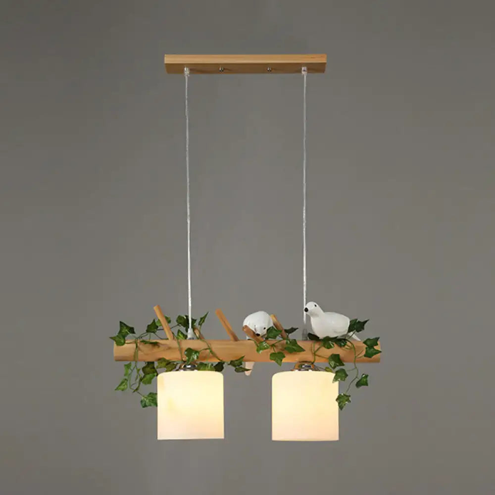 DecorBites™ Modern Wood Linear Island Lighting for Restaurants - Natural Wood Island Light