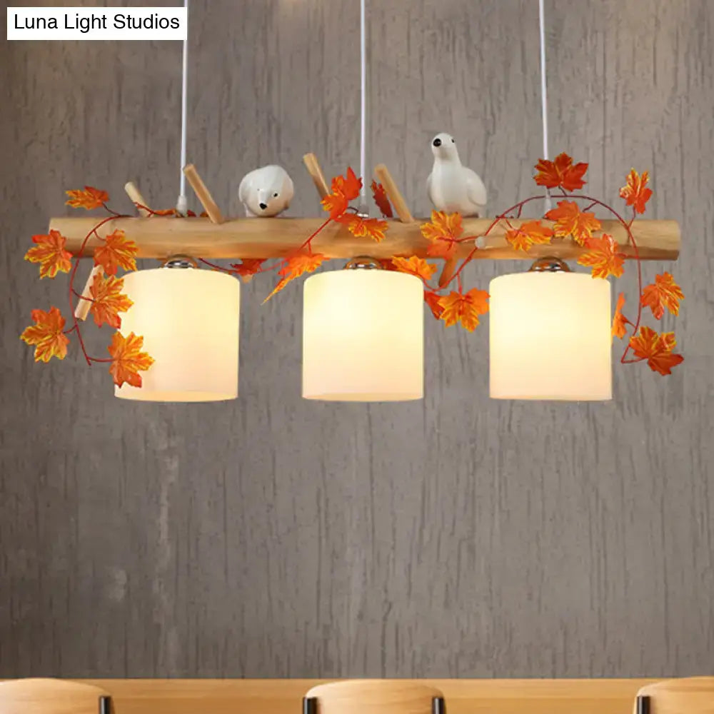 DecorBites™ Modern Wood Linear Island Lighting for Restaurants - Natural Wood Island Light