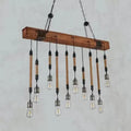 Rustic wooden beam island light kitchen edison bulb chandelier