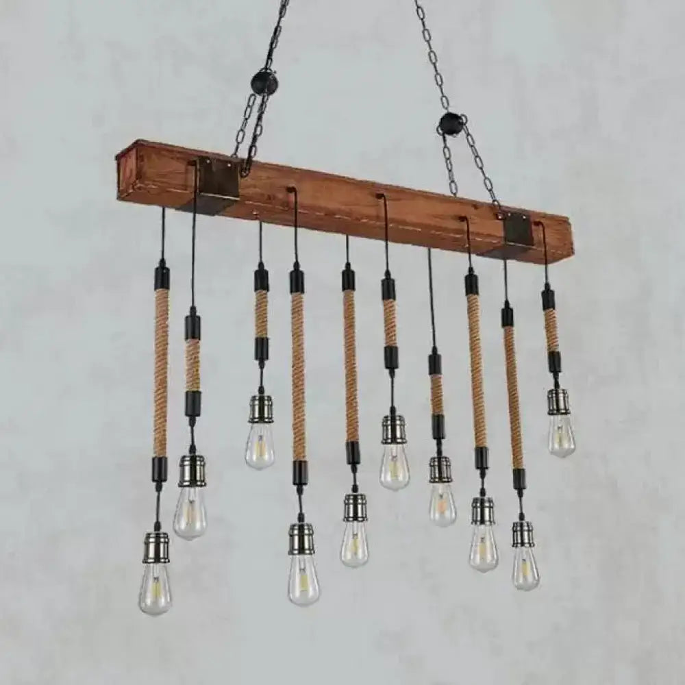 Rustic wooden beam island light kitchen edison bulb chandelier
