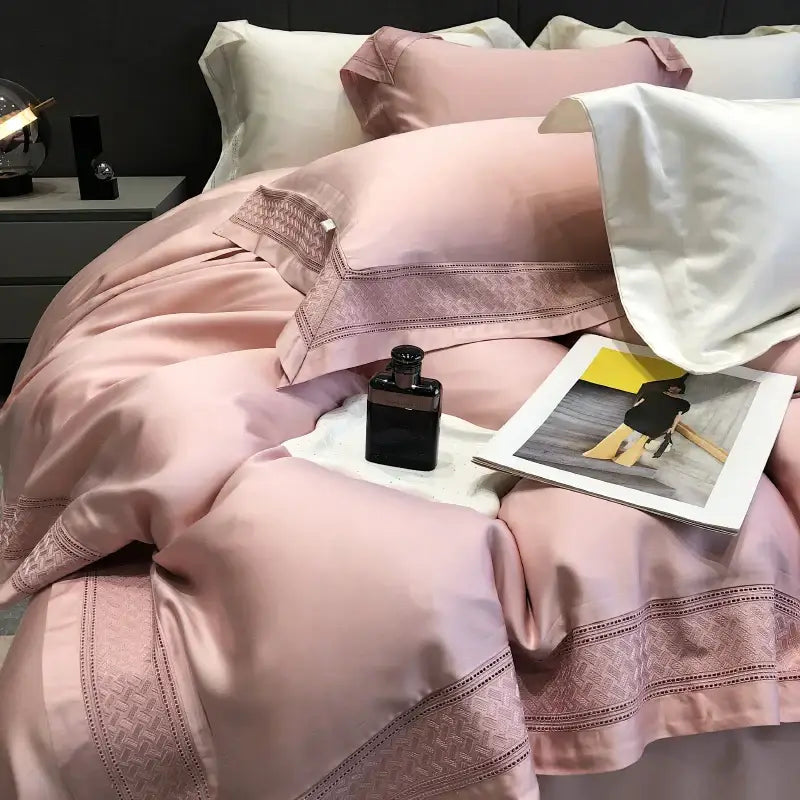 Satin cream 1000tc lyocell fibre bedding set – bedroom embroidery