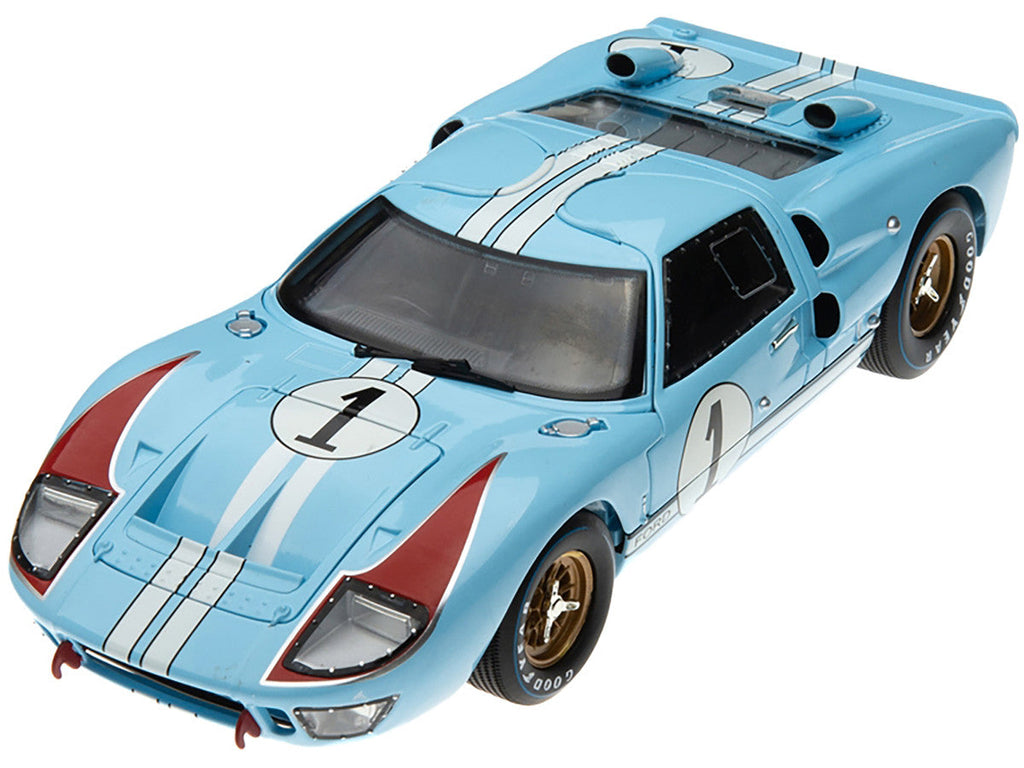 1966 Ford GT 40 MK II RHD (Right Hand Drive) #1 Light Blue Miles - Hulme Le Mans 1/18 Diecast Model Car by Shelby Collectibles