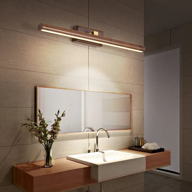 Scandinavian black walnut mirror lamp bedroom led wall sconce