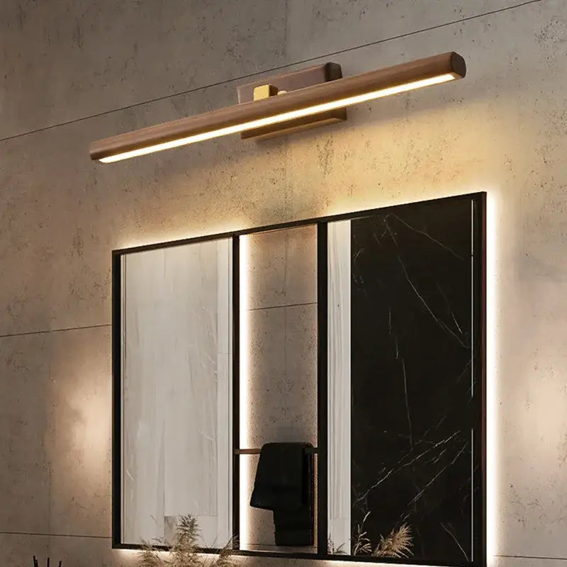 Scandinavian black walnut mirror lamp bedroom led wall sconce