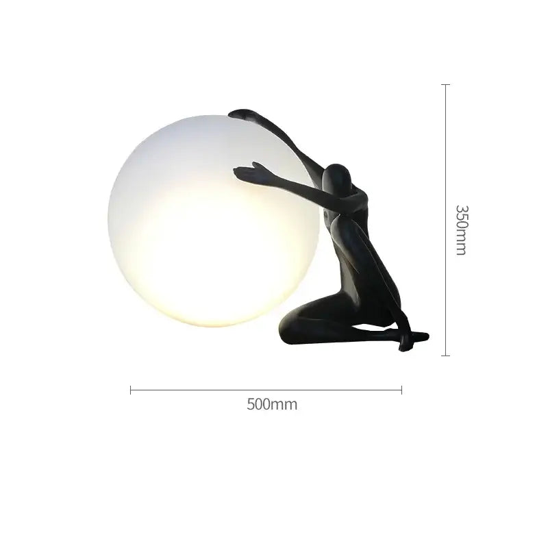Sculptural black & red glass ball table lamp bedroom decor
