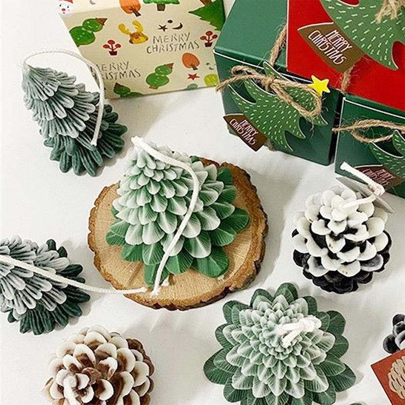 Silicone Mould Christmas Tree Shaped Cake Mold Decoration Tools Candle Mold Baking Tool Home Decoration For Christmas Party 3D Tree Shaped Candle Silicone Mold 4Pcs Different Xmas Pine Molds