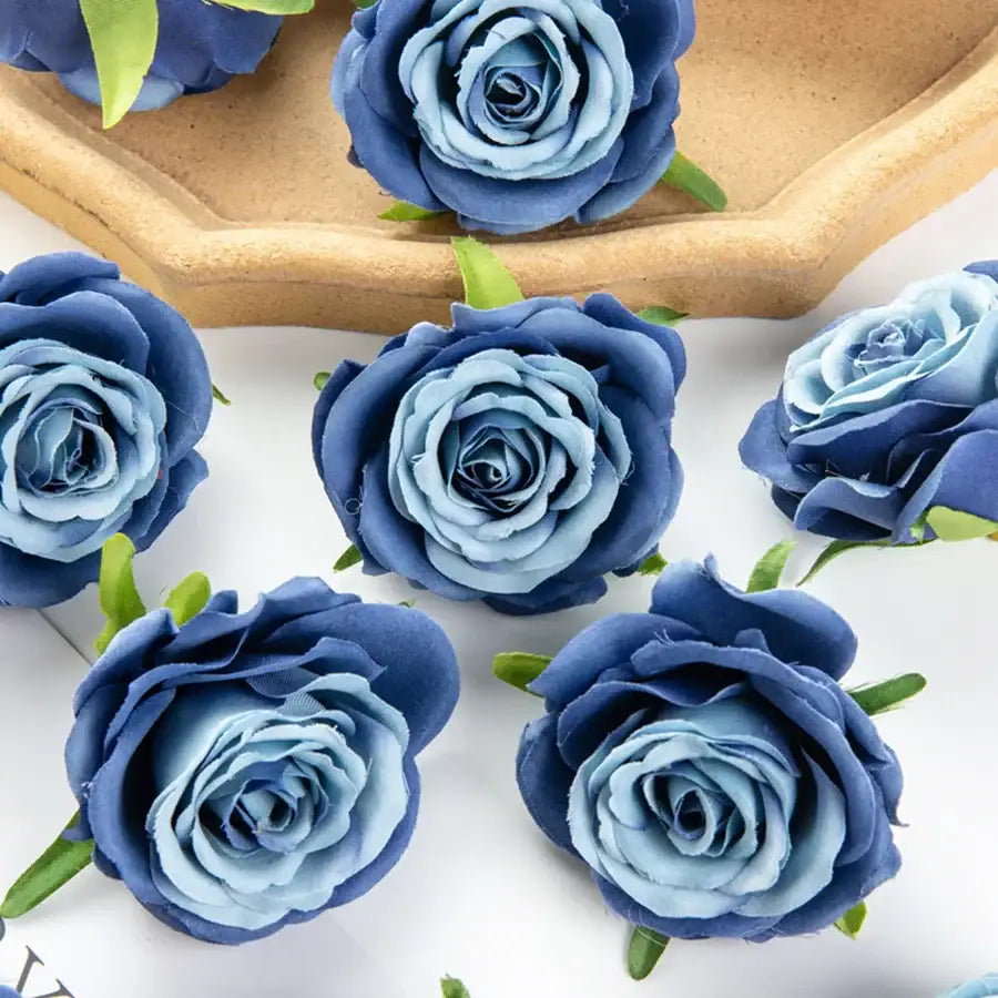 DecorBites™ 10Pcs Silk Blue Rose Wedding Party Decoration DIY Bridal Accessories Artificial Flowers