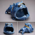 Silver bulldog ceramic ashtray – living room desktop accessory
