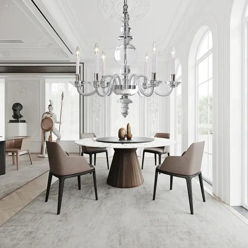 Silver crystal branch chandelier dining room candle style light