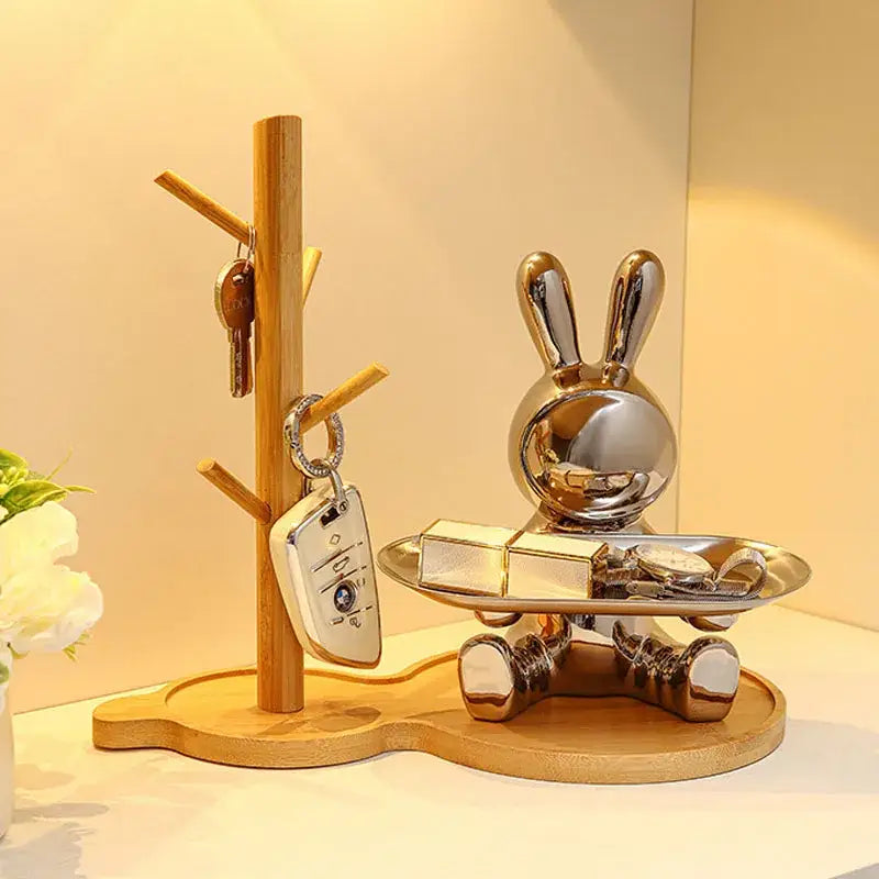 Silver decorbites astronaut rabbit resin tray office storage decor