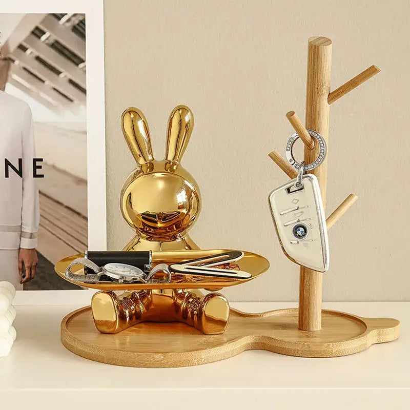 Silver decorbites astronaut rabbit resin tray office storage decor