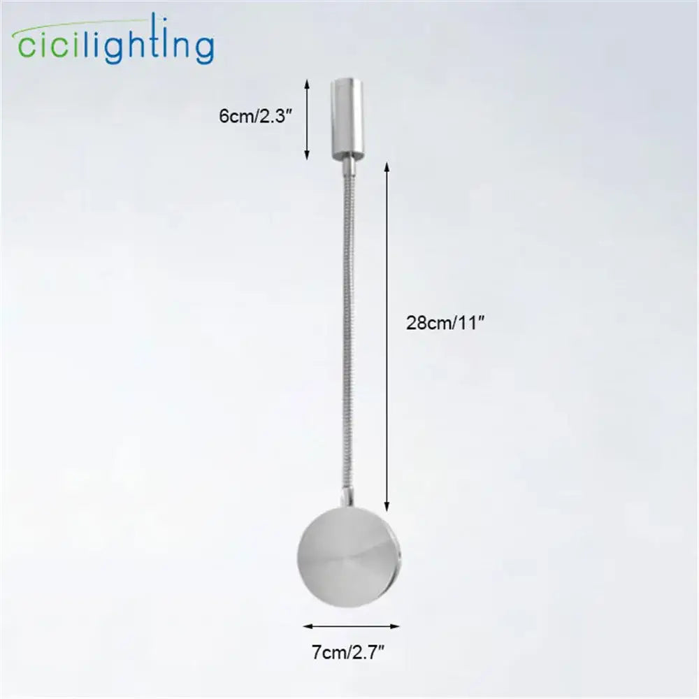 Silver flexible gooseneck led wall sconce for bedroom reading