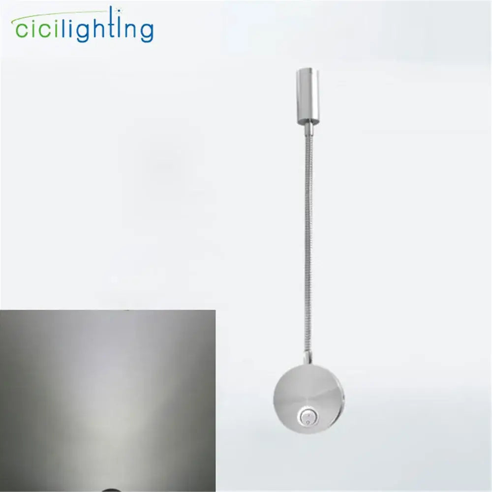 Silver flexible gooseneck led wall sconce for bedroom reading
