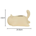 Silver & yellow cat ceramic tissue box living room decor