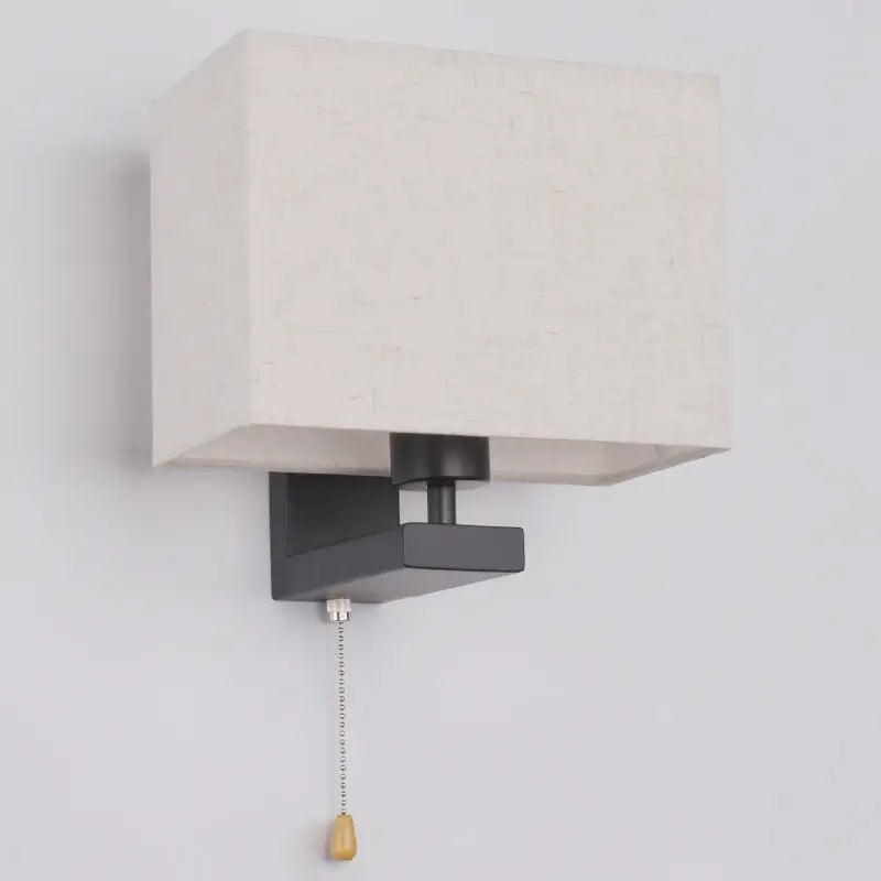 DecorBites™ Simple Style Fabric Rectangle Wall Lamp - 1 Bulb Beige Bedside Light Fixture