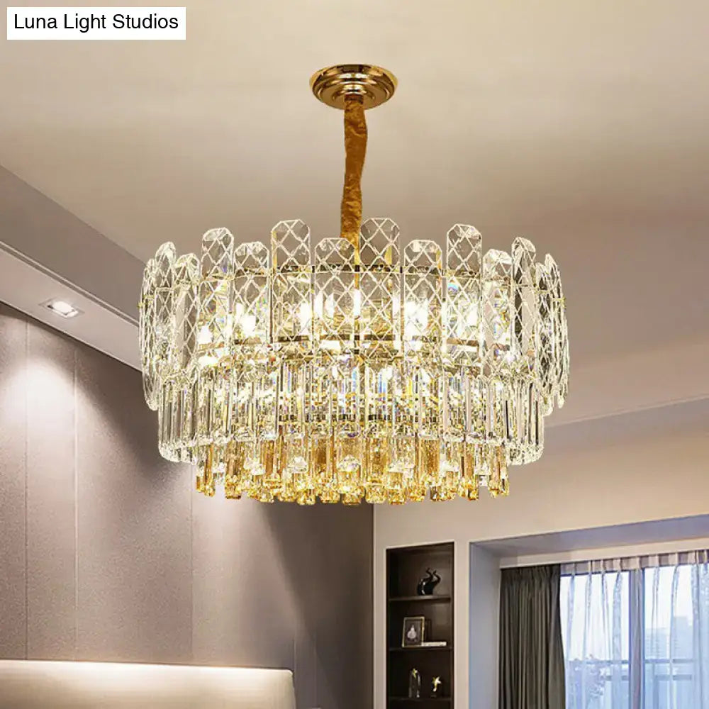 Simple style gold & amber crystal chandelier bedroom light type