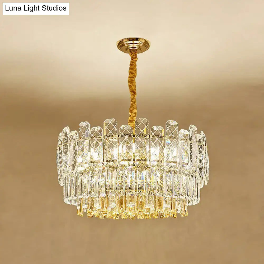 Simple style gold & amber crystal chandelier bedroom light type