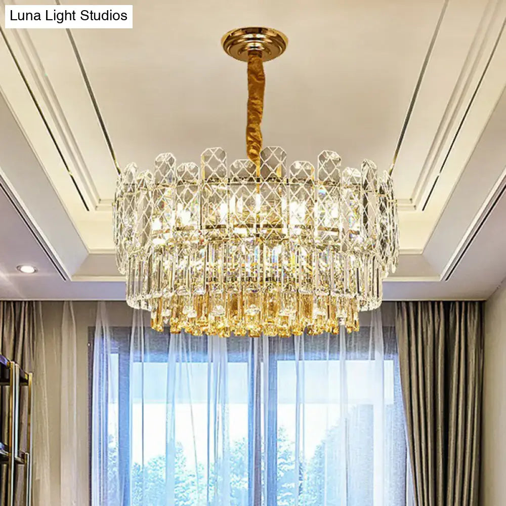 Simple style gold & amber crystal chandelier bedroom light type