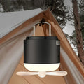 Sleek black & cream rechargeable led camping lantern with fan