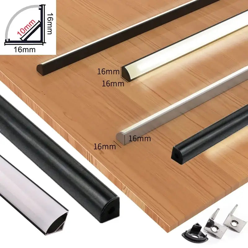 DecorBites™ Black V LED Aluminum Profile with Milky Cover for Strip Light in Corner Cabinets
