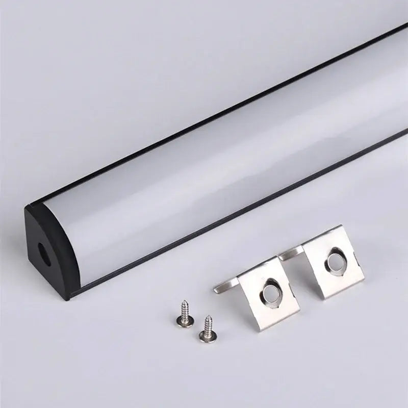DecorBites™ Black V LED Aluminum Profile with Milky Cover for Strip Light in Corner Cabinets