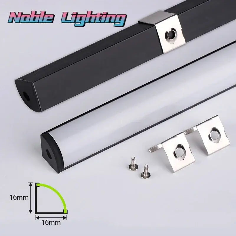 DecorBites™ Black V LED Aluminum Profile with Milky Cover for Strip Light in Corner Cabinets