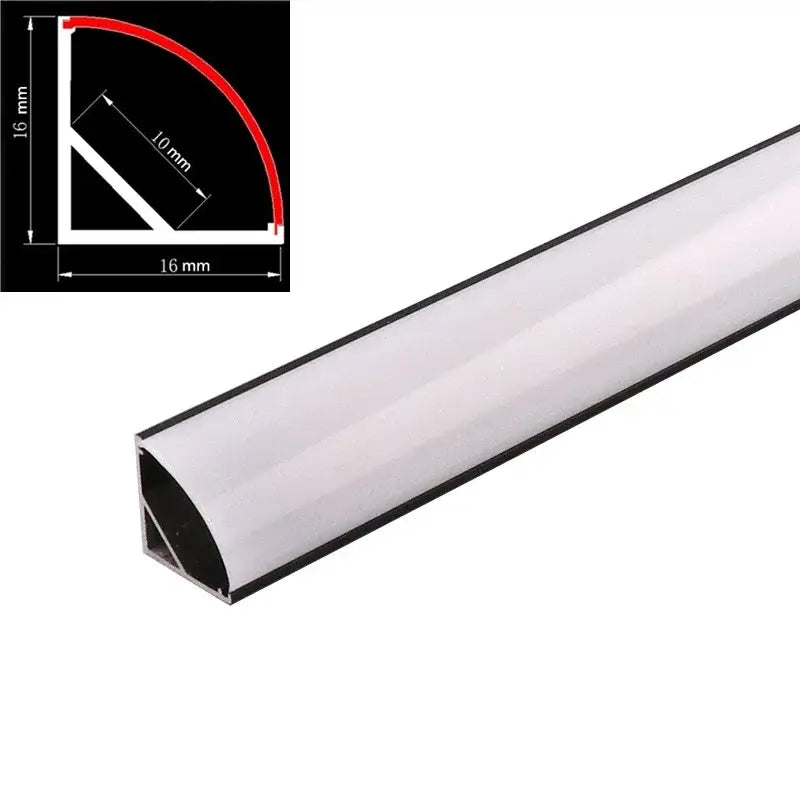 DecorBites™ Black V LED Aluminum Profile with Milky Cover for Strip Light in Corner Cabinets