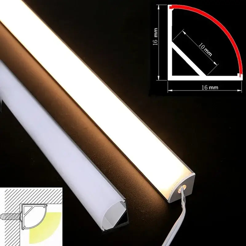 DecorBites™ Black V LED Aluminum Profile with Milky Cover for Strip Light in Corner Cabinets